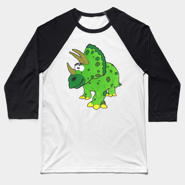 Timothy theTriceratops (Dinosaur No2) Baseball T-Shirt by SpencerHart